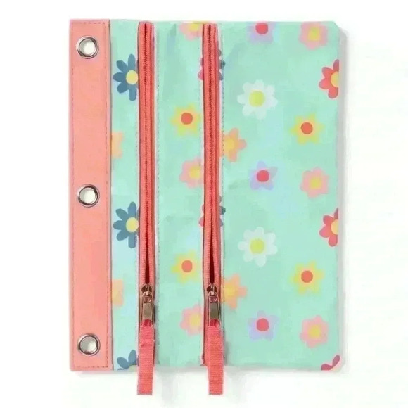 Dual Zipper Pencil Pouch  Kids Girls School Flowers (10"x 7.25") up & up - Picture 2 of 4